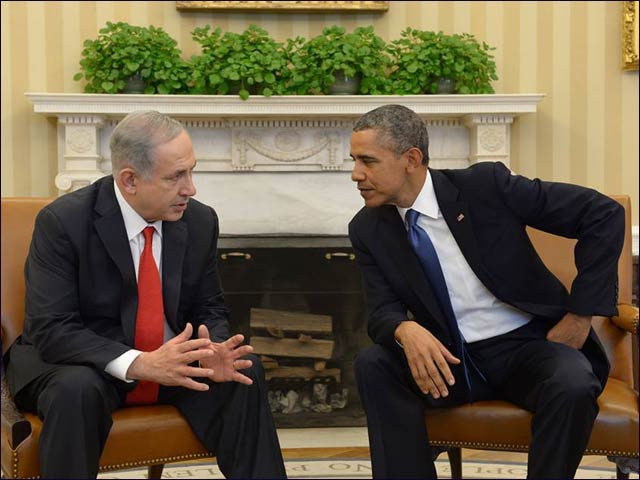 Statsminister Binyamin Netanyahu og USAs president Barack Hussein Obama i Det hvite hus 3. mars 2014 hvor de samtalte om "fredsprosessen" og Iran. (Foto: GPO)