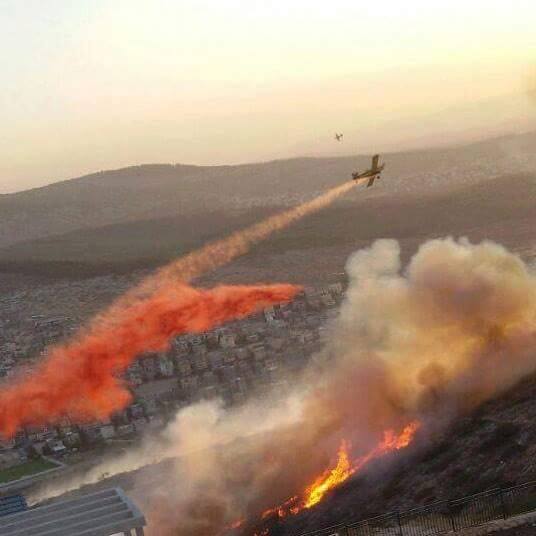 Brannslukkingsfly over Haifa under de mange storbrannene i Israel i slutten av november 2016. Foto: Israel Foreign Ministry
