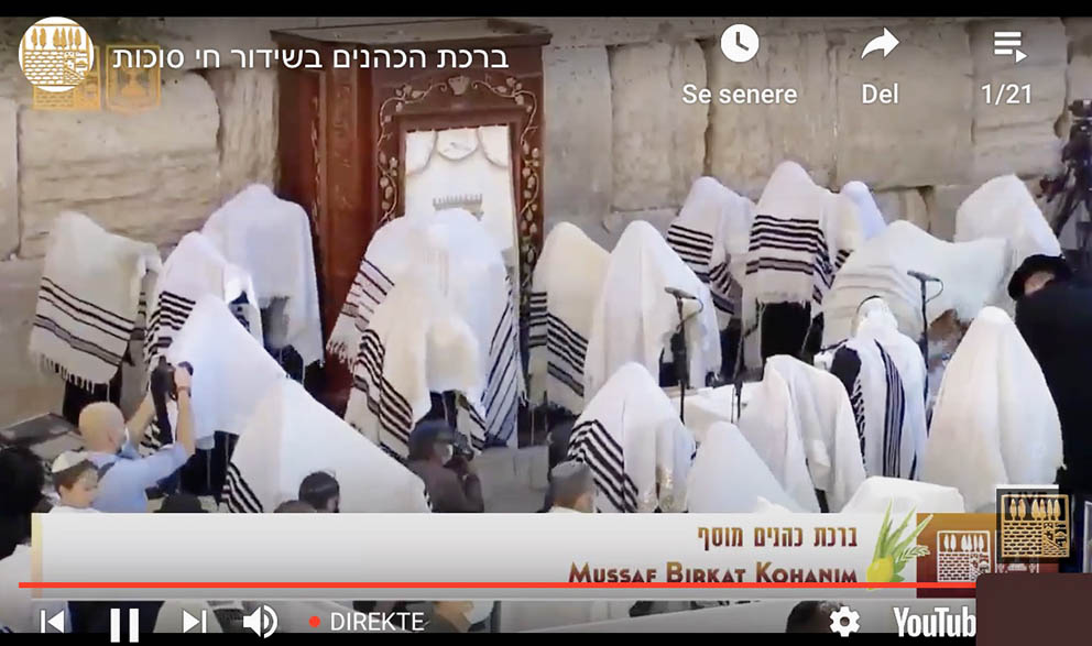 Birkat kohanim ved Vestmuren 2020. (Skjermklipp thekotel.org)