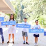 Jeffrey og Atara Douglas med sine tre barn, Nathaniel (10), Hallie (9) og Emilia (6). Emilia var den som fikk nummer 100.000. (Foto: Yonit Schiller/Nefesh B'Nefesh)