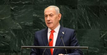 Statsminister Binyamin Netanyahu taler til FNs generalforsamling 24. september, 2026. Foto: FN/L. Felipe